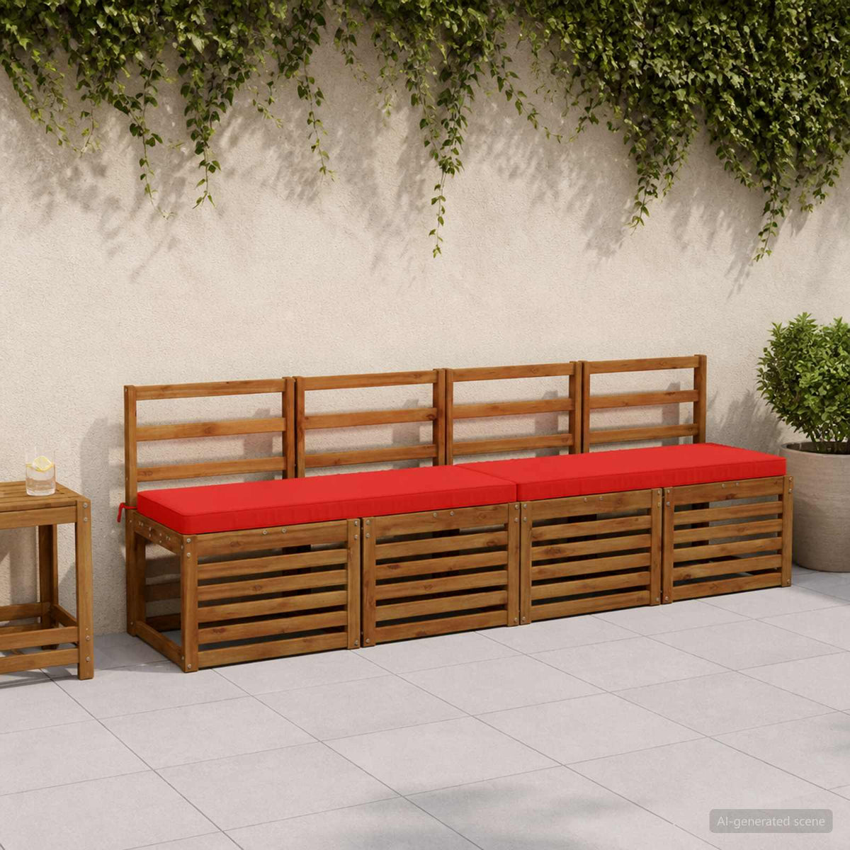 2-Piece Bench Cushions VUGHT 100% Polyester Red 2 pcs