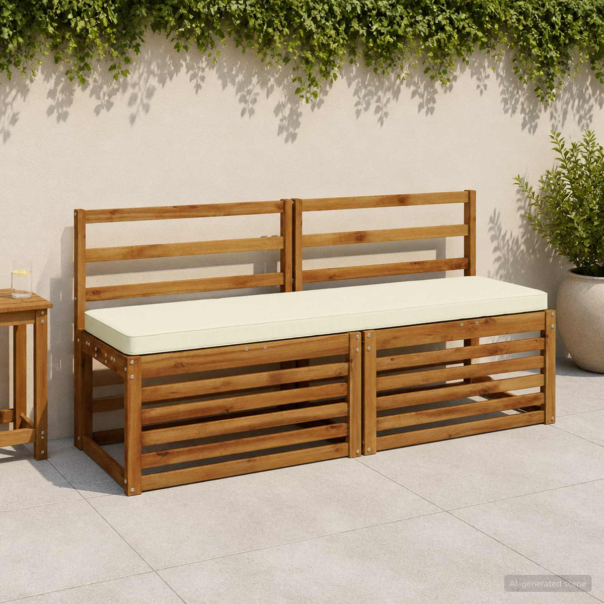 2-Piece Bench Cushions VUGHT 2 pcs 100% Polyester Cream 1