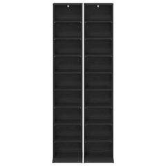 vidaXL CD Cabinet 2 pcs Black Oak 33 x 23.5 x 175 cm Engineered Wood 6