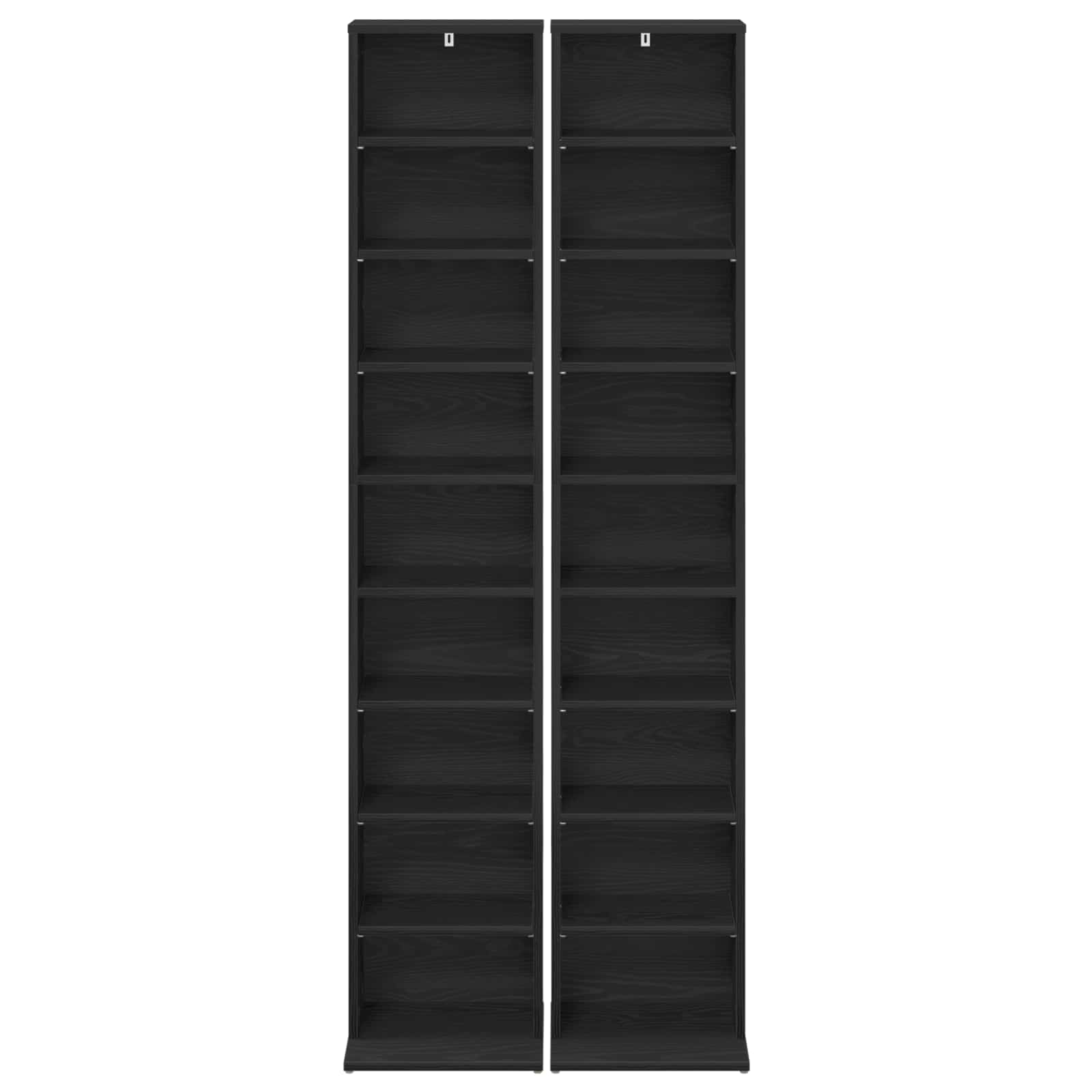 vidaXL CD Cabinet 2 pcs Black Oak 33 x 23.5 x 175 cm Engineered Wood 6