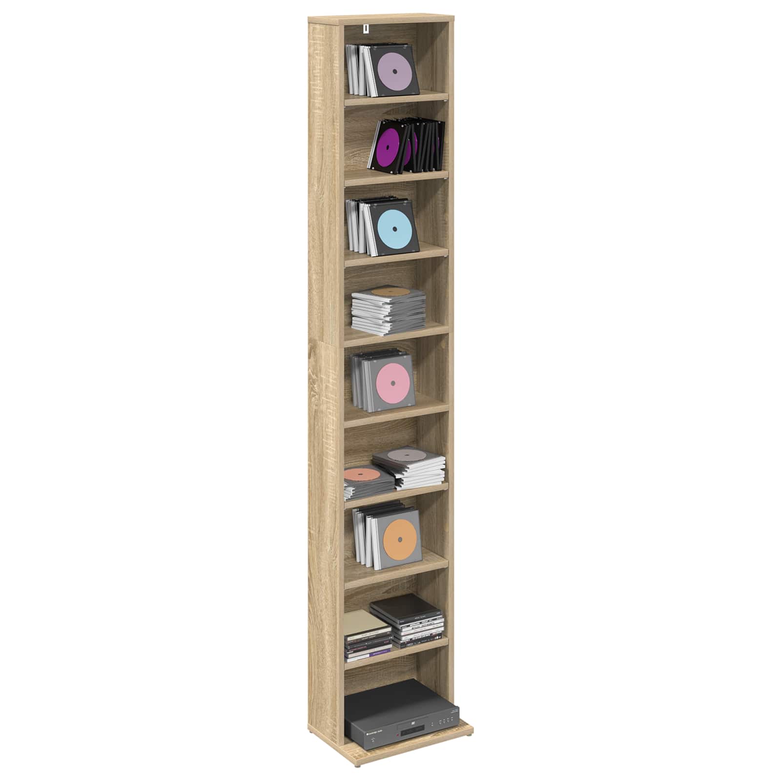 vidaXL CD Cabinet Sonoma Oak 33 x 23.5 x 175 cm Engineered Wood 3
