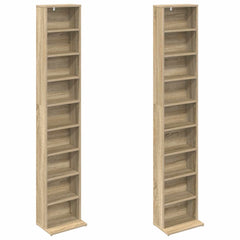 vidaXL CD Cabinet 2 pcs Sonoma Oak 33 x 23.5 x 175 cm Engineered Wood 5