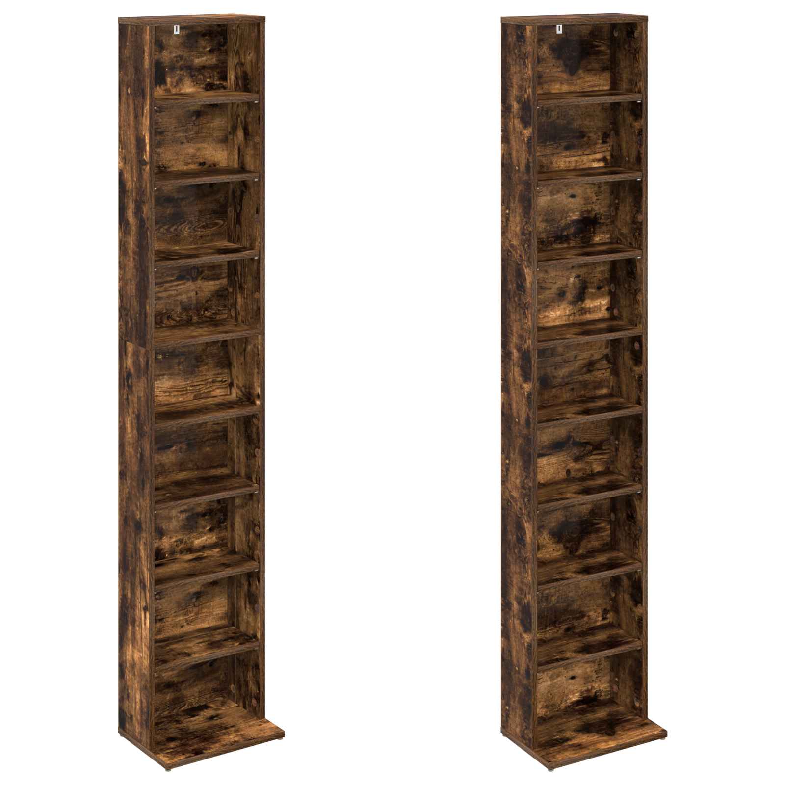 vidaXL CD Cabinet 2 pcs Smoked Oak 33 x 23.5 x 175 cm Engineered Wood 5