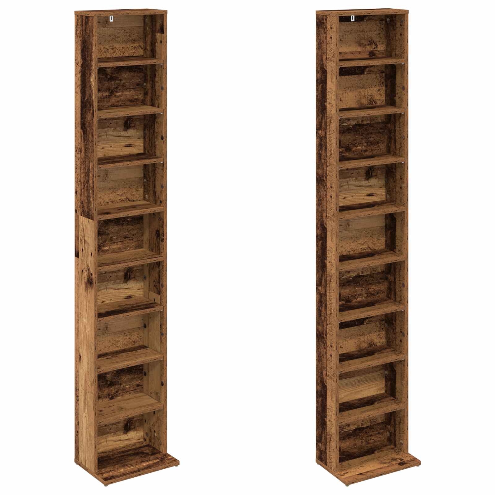 vidaXL CD Cabinet 2 pcs Old Wood 33 x 23.5 x 175 cm Engineered Wood 5