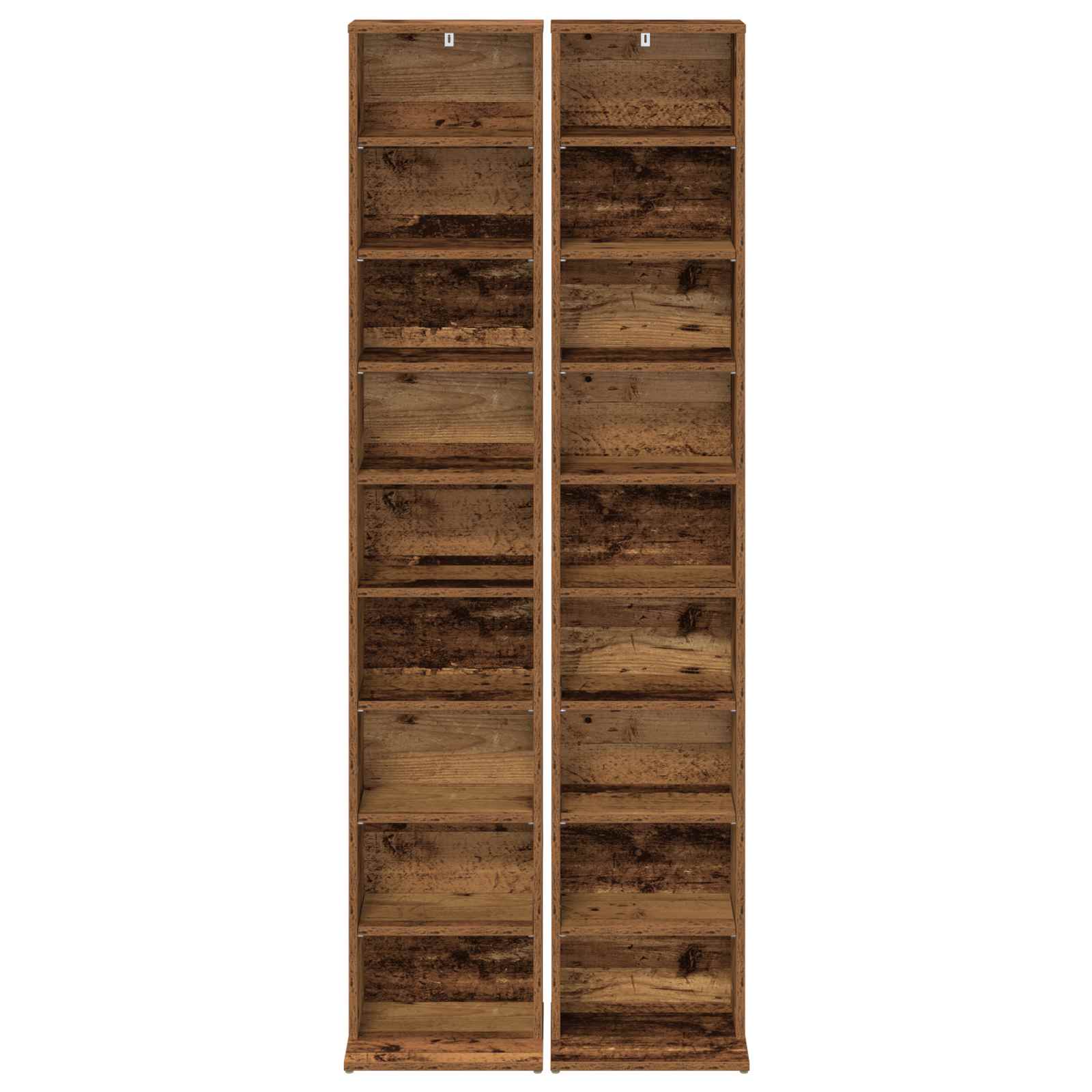 vidaXL CD Cabinet 2 pcs Old Wood 33 x 23.5 x 175 cm Engineered Wood 6
