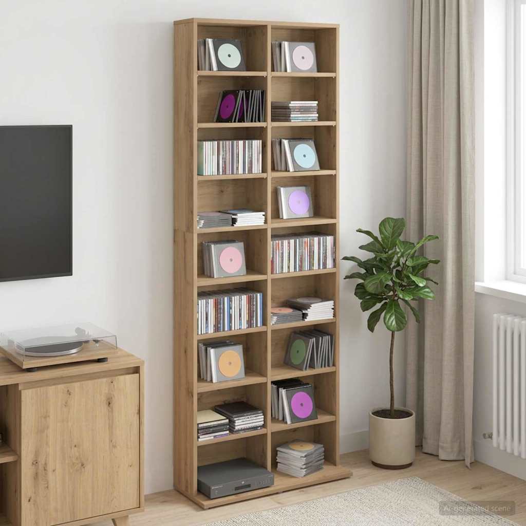 vidaXL CD Cabinet Artisan Oak 65 x 23.5 x 175 cm Engineered Wood 1