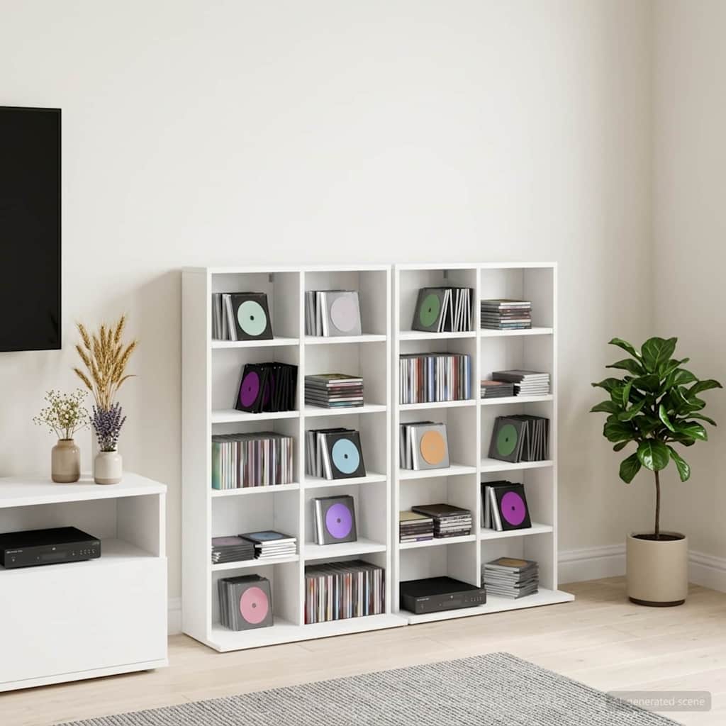 CD Cabinet 2 pcs White Engineered Wood