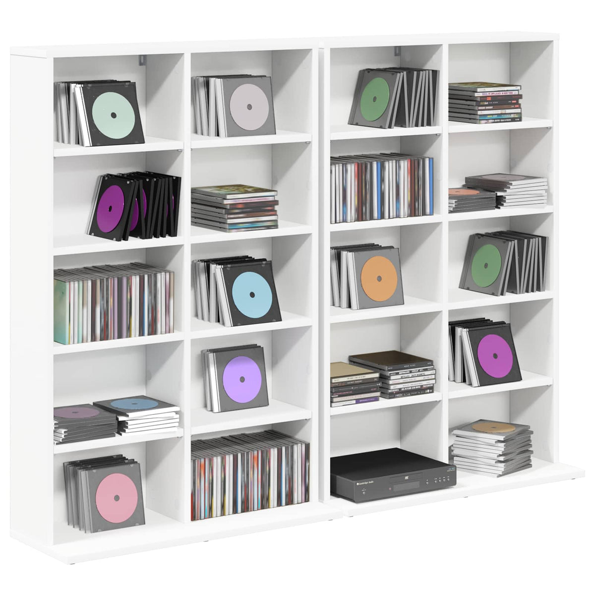 CD Cabinet 2 pcs White Engineered Wood, image 3