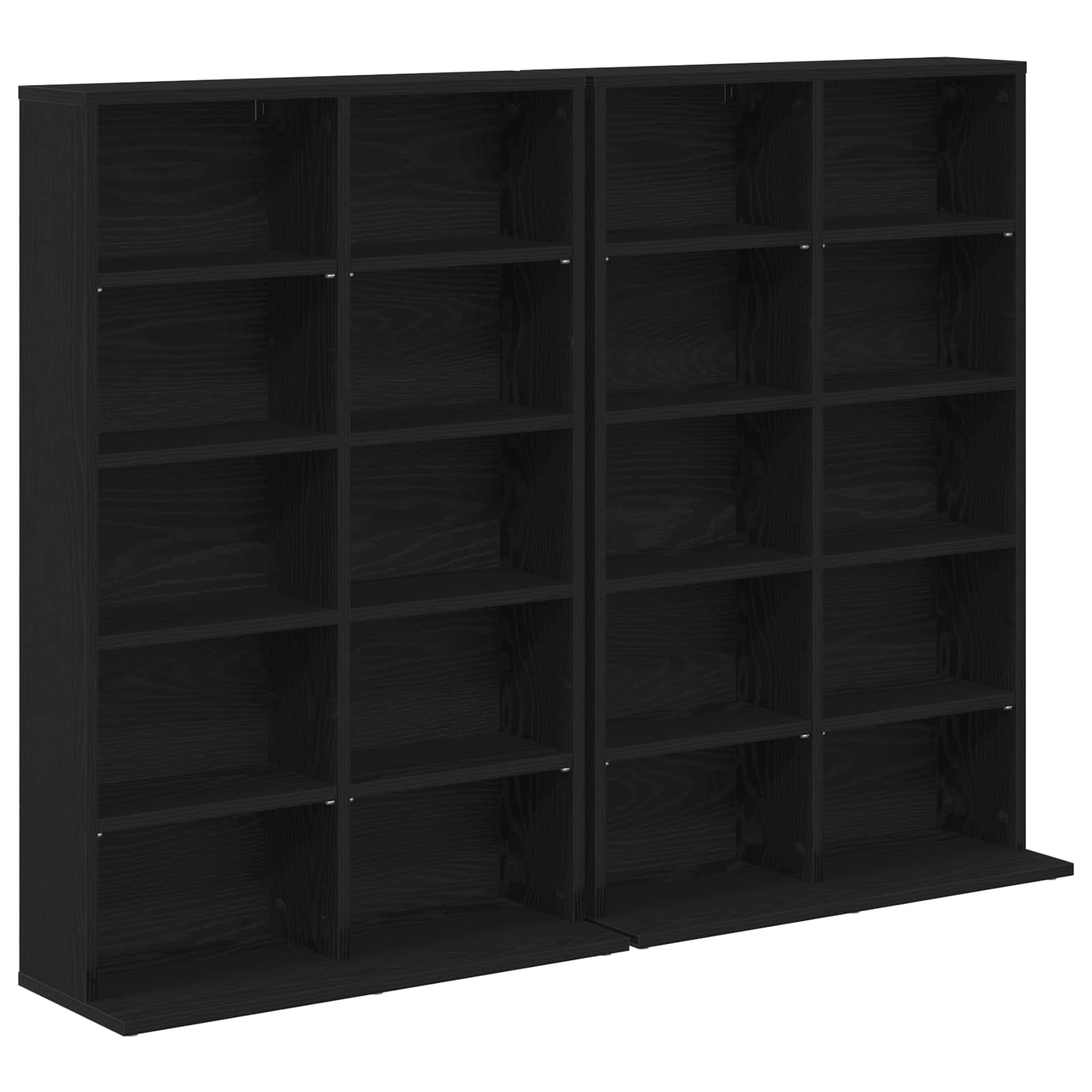 vidaXL CD Cabinet 2 pcs Black Oak 65 x 23.5 x 97.5 cm Engineered Wood 2