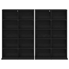 vidaXL CD Cabinet 2 pcs Black Oak 65 x 23.5 x 97.5 cm Engineered Wood 6