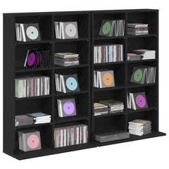 vidaXL CD Cabinet 2 pcs Black Oak 65 x 23.5 x 97.5 cm Engineered Wood 3