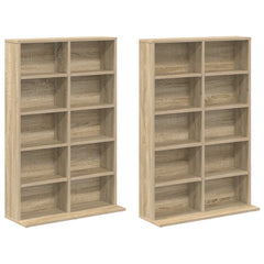 vidaXL CD Cabinet 2 pcs Sonoma Oak 65 x 23.5 x 97.5 cm Engineered Wood 5