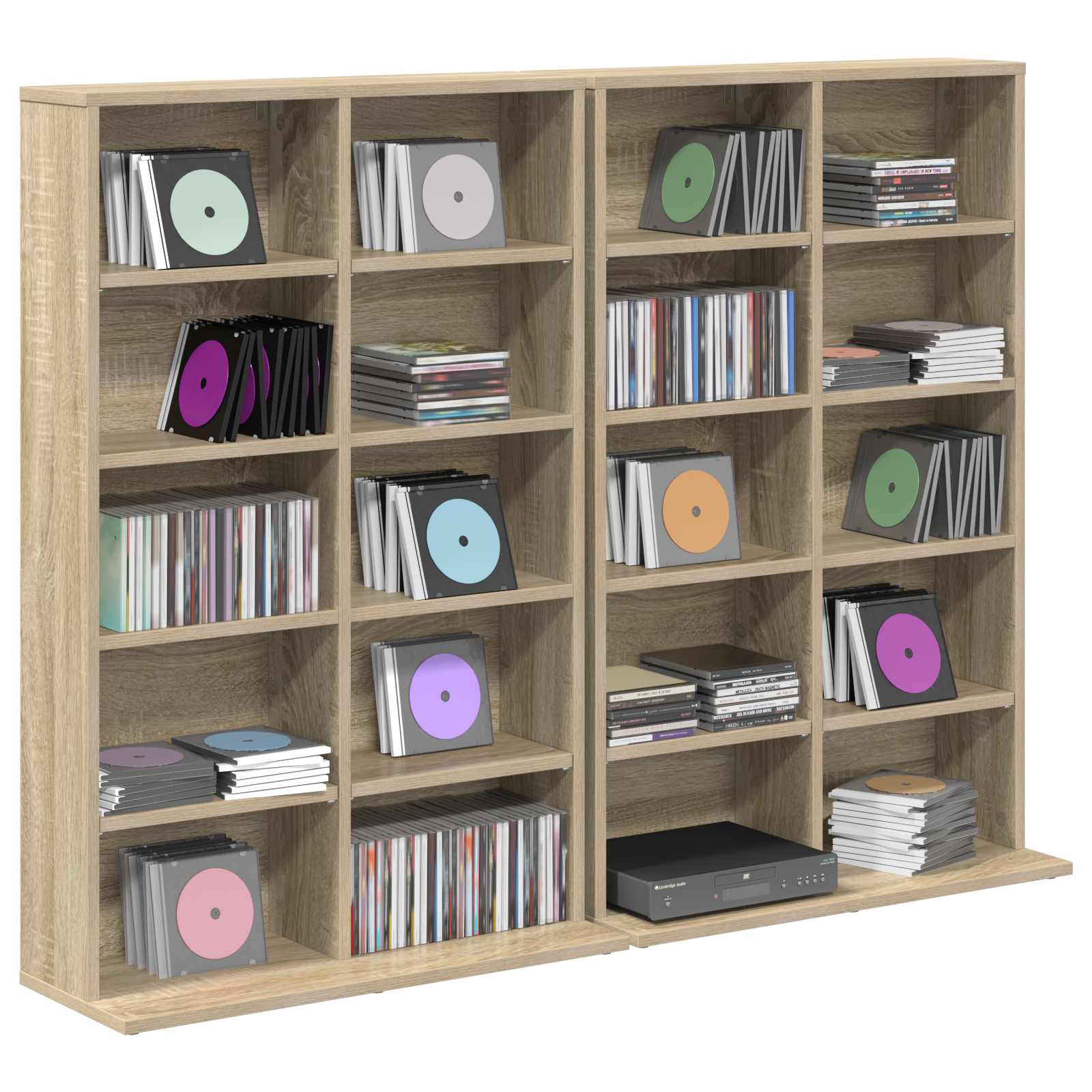 vidaXL CD Cabinet 2 pcs Sonoma Oak 65 x 23.5 x 97.5 cm Engineered Wood 3