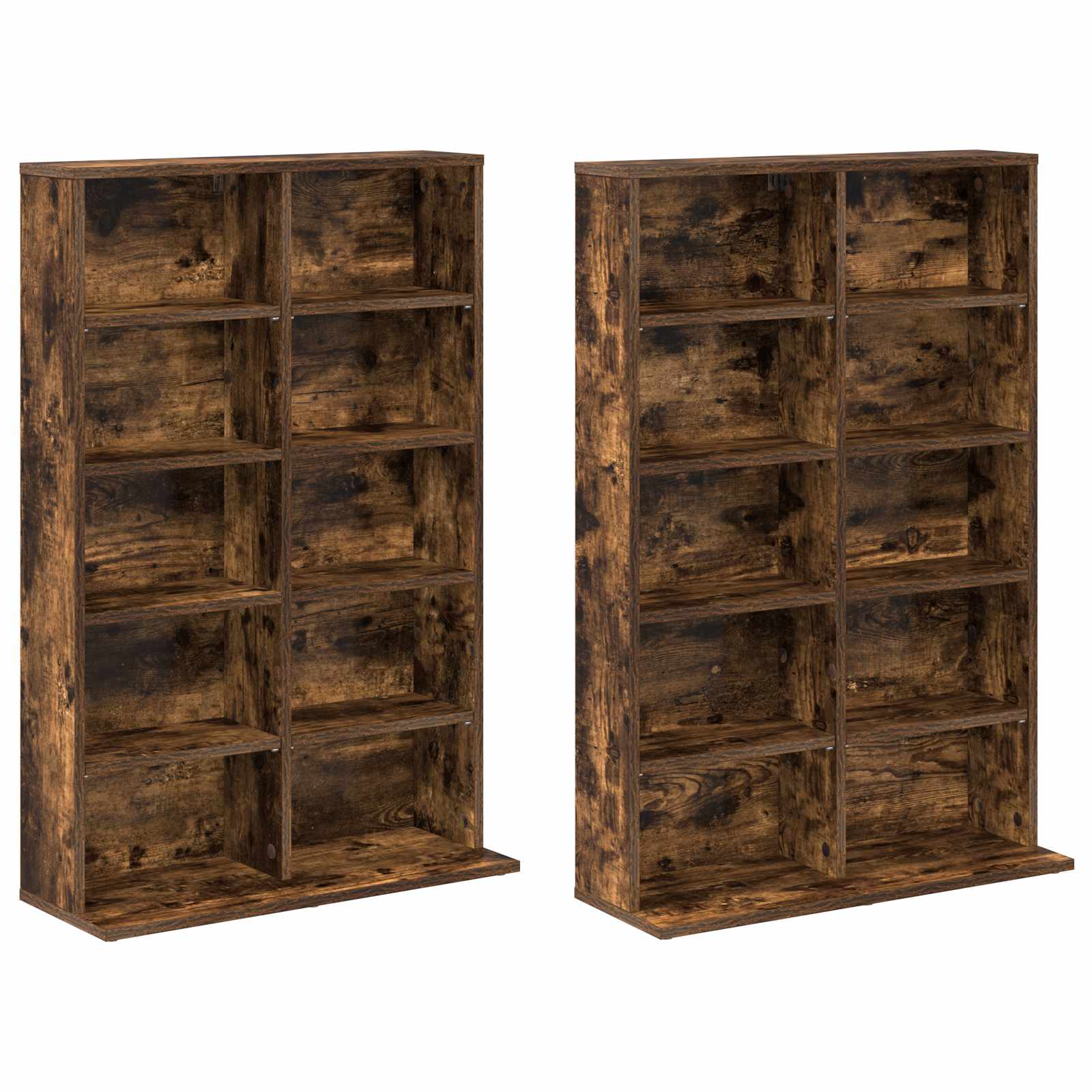 vidaXL CD Cabinet 2 pcs Smoked Oak 65 x 23.5 x 97.5 cm Engineered Wood 5