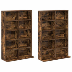 vidaXL CD Cabinet 2 pcs Smoked Oak 65 x 23.5 x 97.5 cm Engineered Wood 5
