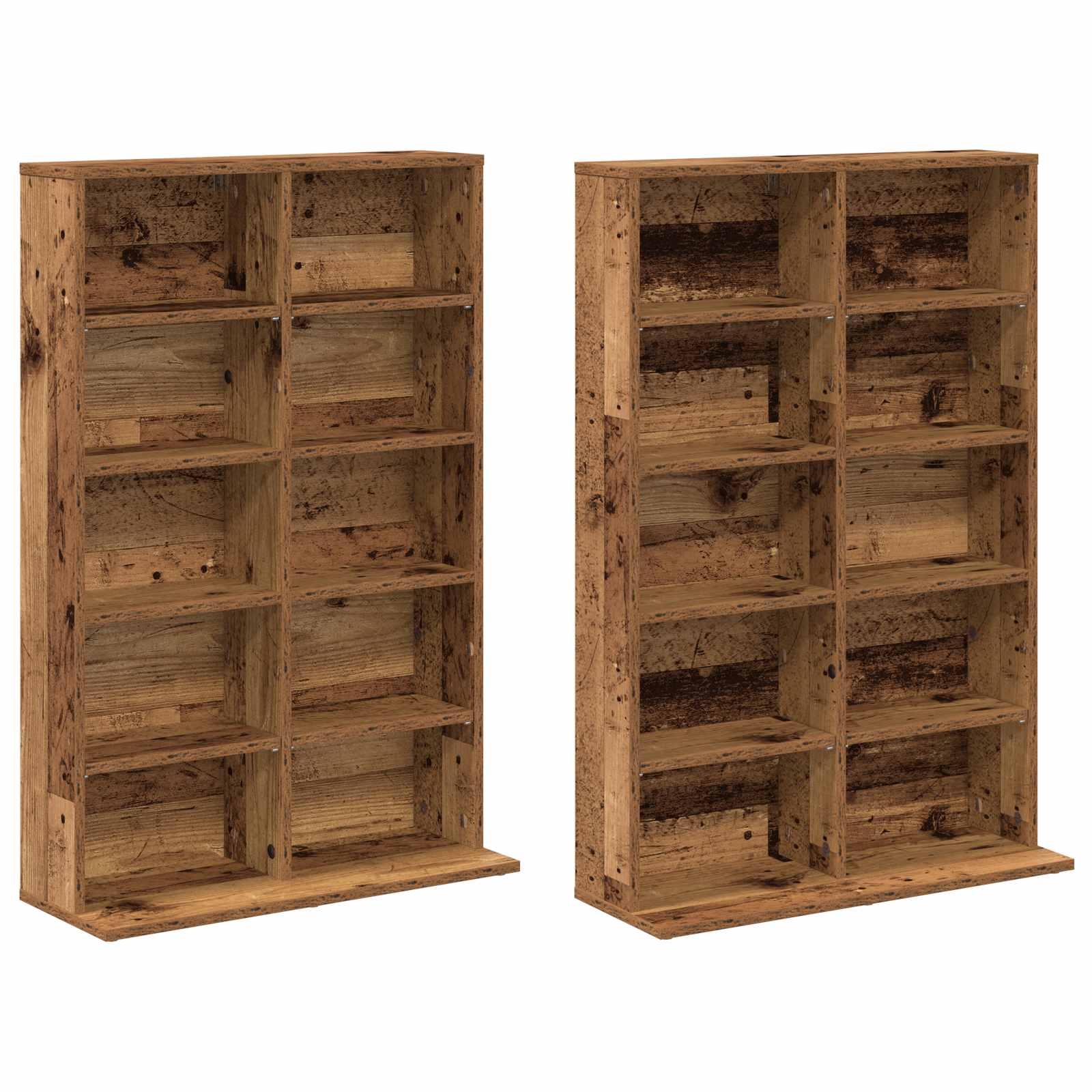 vidaXL CD Cabinet 2 pcs Old Wood 65 x 23.5 x 97.5 cm Engineered Wood 5