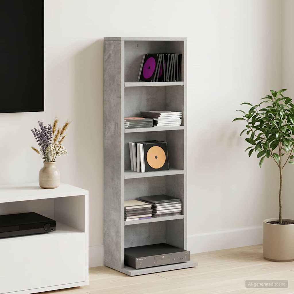vidaXL CD Cabinet Concrete Grey 33 x 23.5 x 97.5 cm Engineered Wood 1