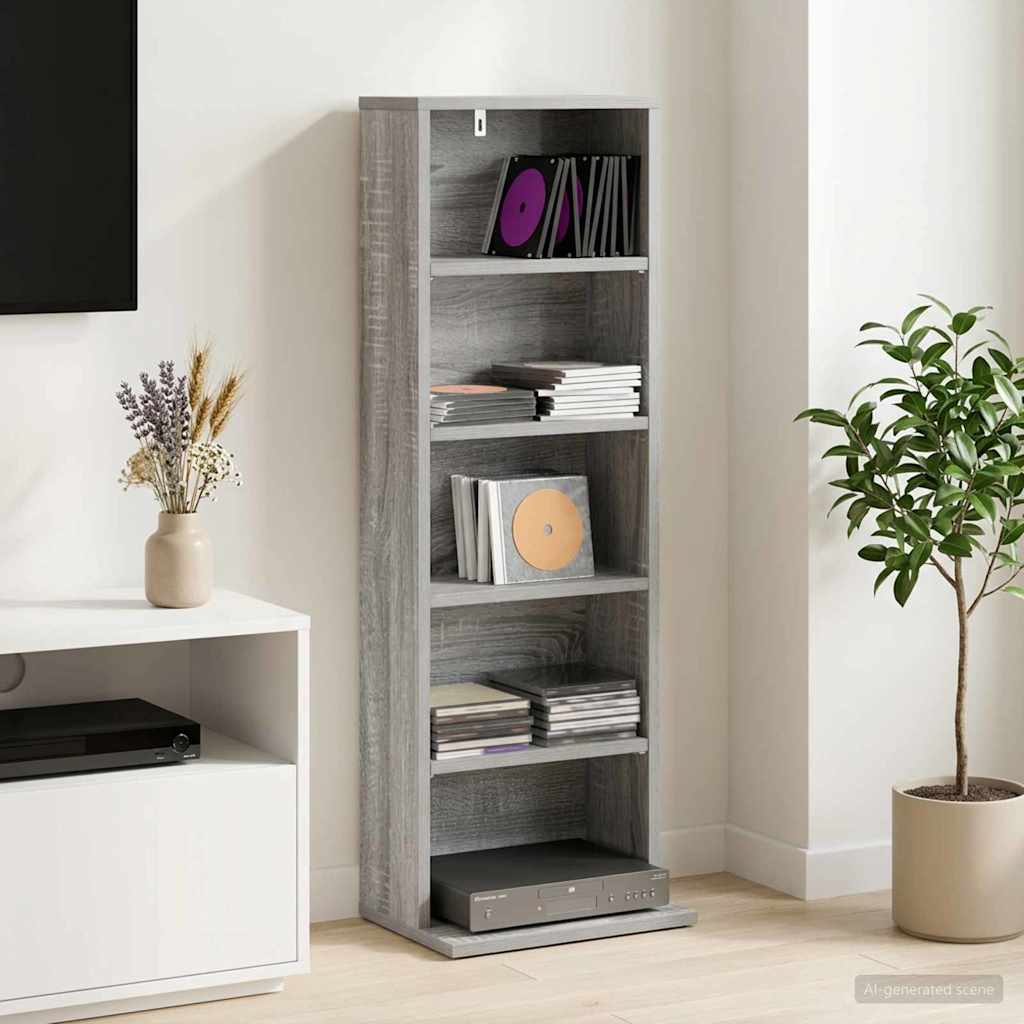 vidaXL CD Cabinet Grey Sonoma 33 x 23.5 x 97.5 cm Engineered Wood 1