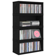 vidaXL CD Storage Rack 4 pcs Black Oak 40 x 17 x 17 cm Engineered Wood 3