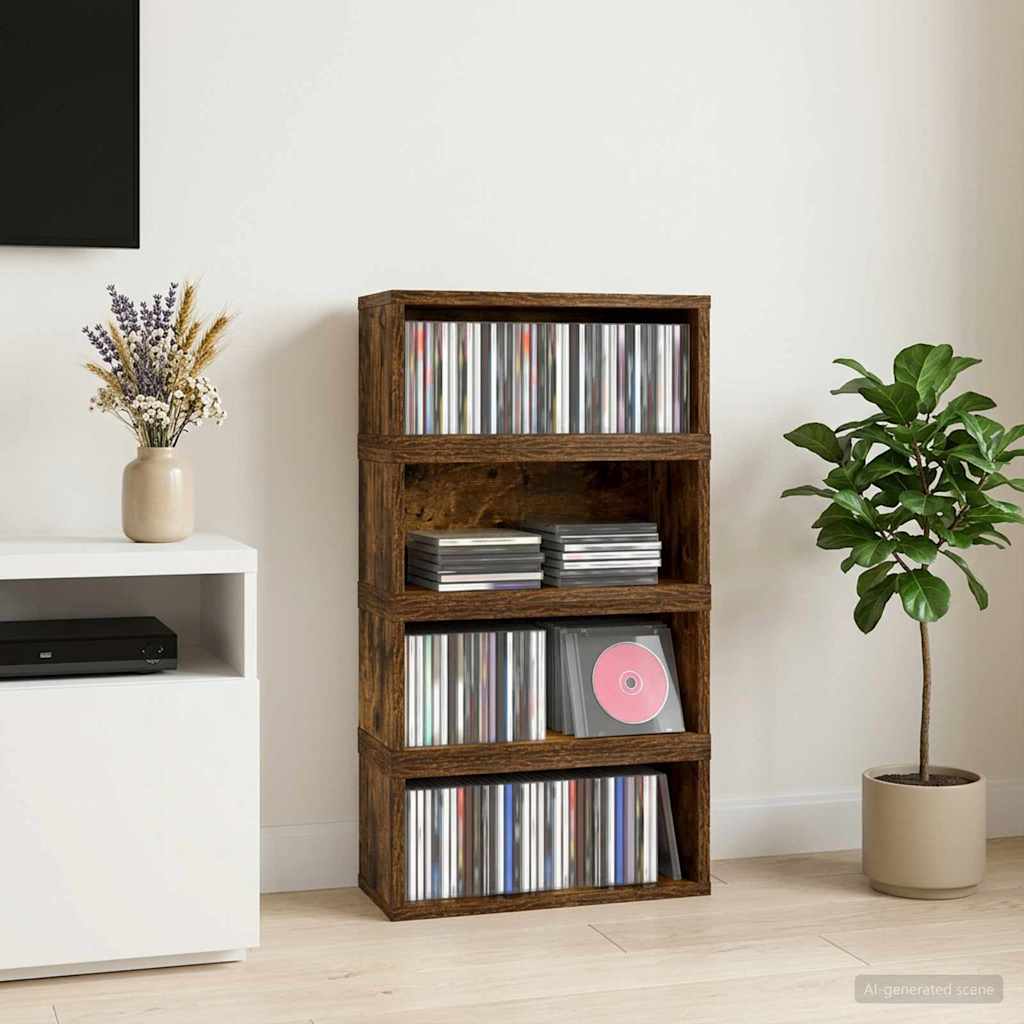vidaXL CD Storage Rack 4 pcs Smoked Oak 40 x 17 x 17 cm 1
