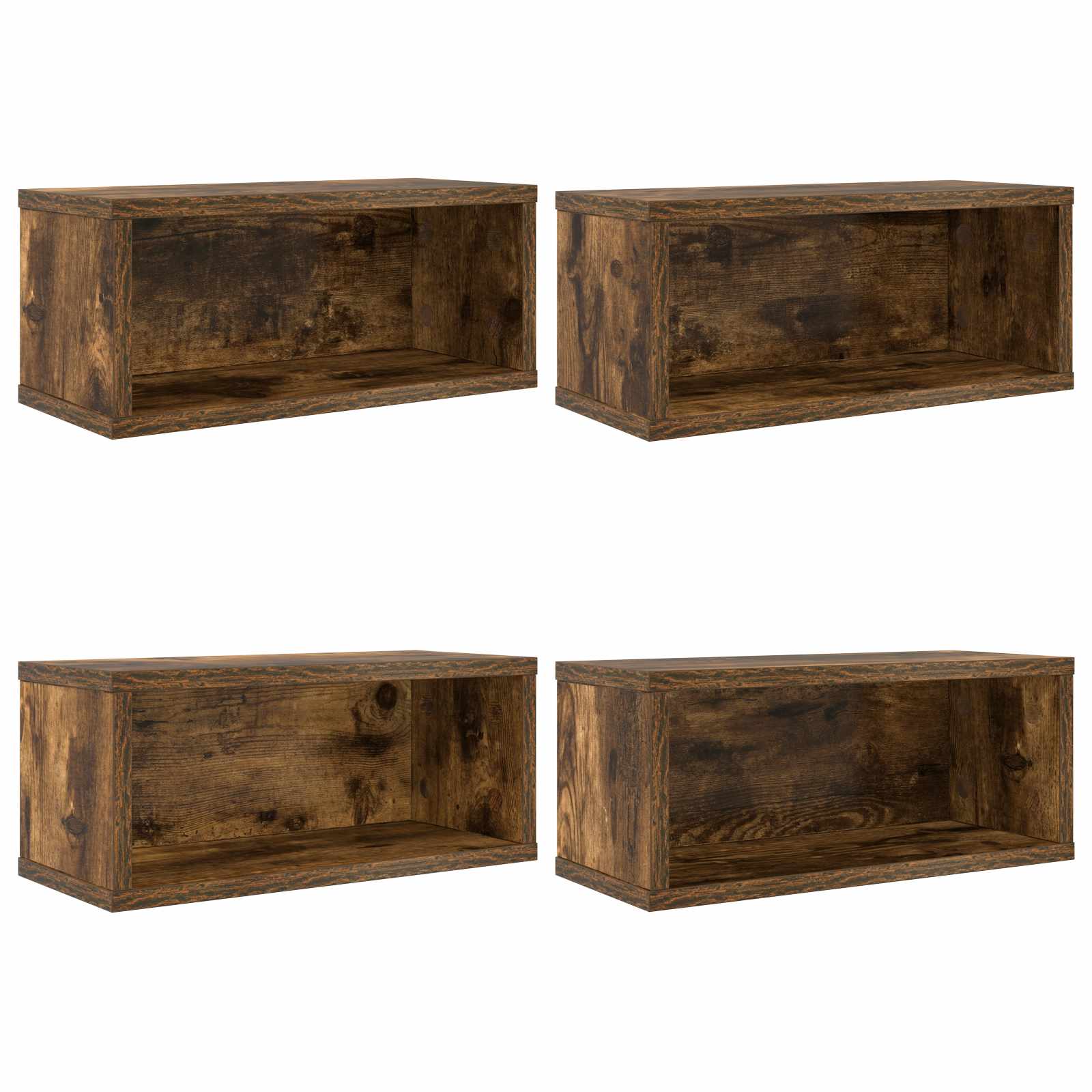 vidaXL CD Storage Rack 4 pcs Smoked Oak 40 x 17 x 17 cm 2