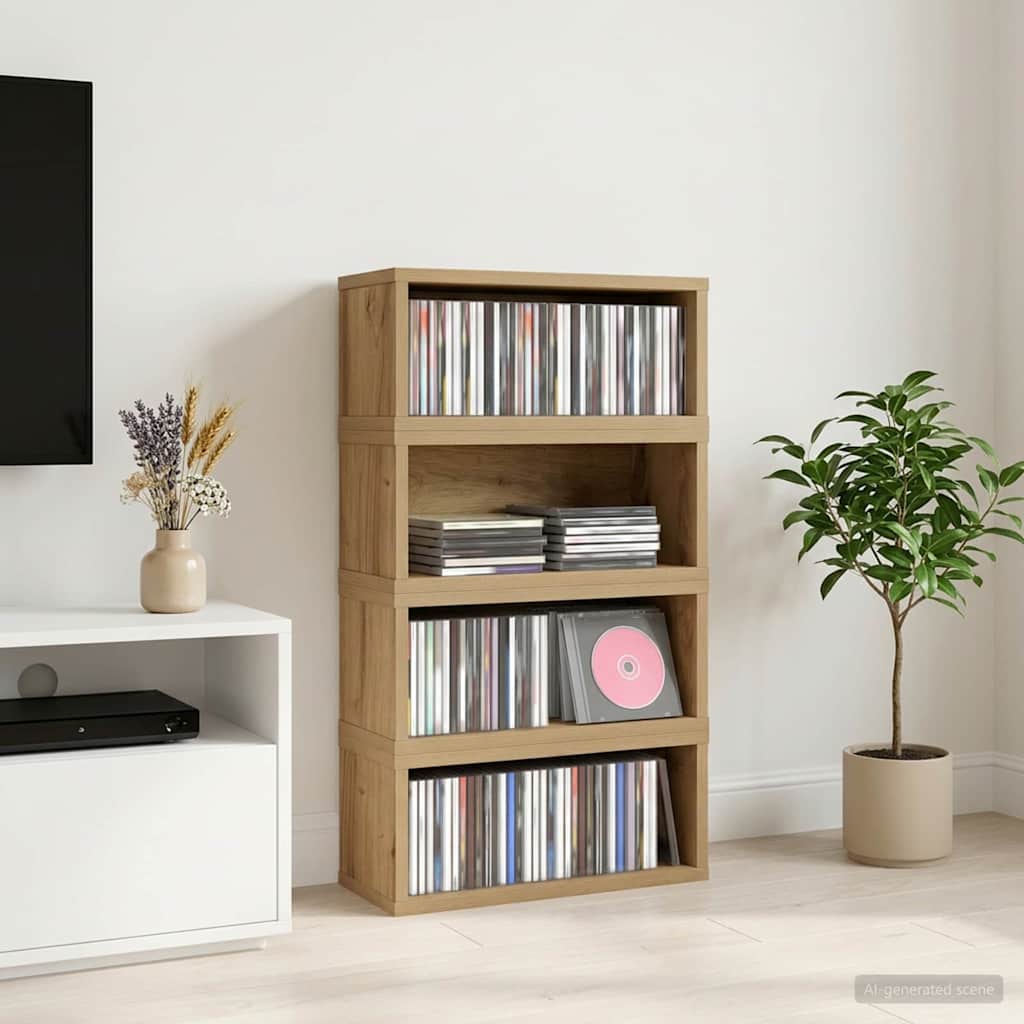 vidaXL CD Storage Rack 4 pcs Artisan Oak 40 x 17 x 17 cm 1