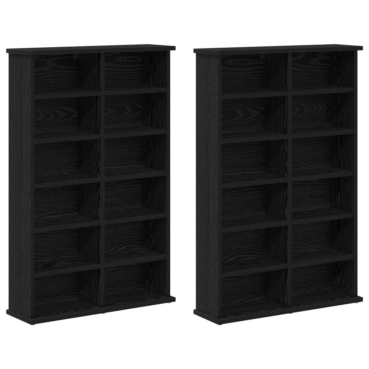 CD Cabinet 2 pcs Black Oak Engineered Wood, image 5