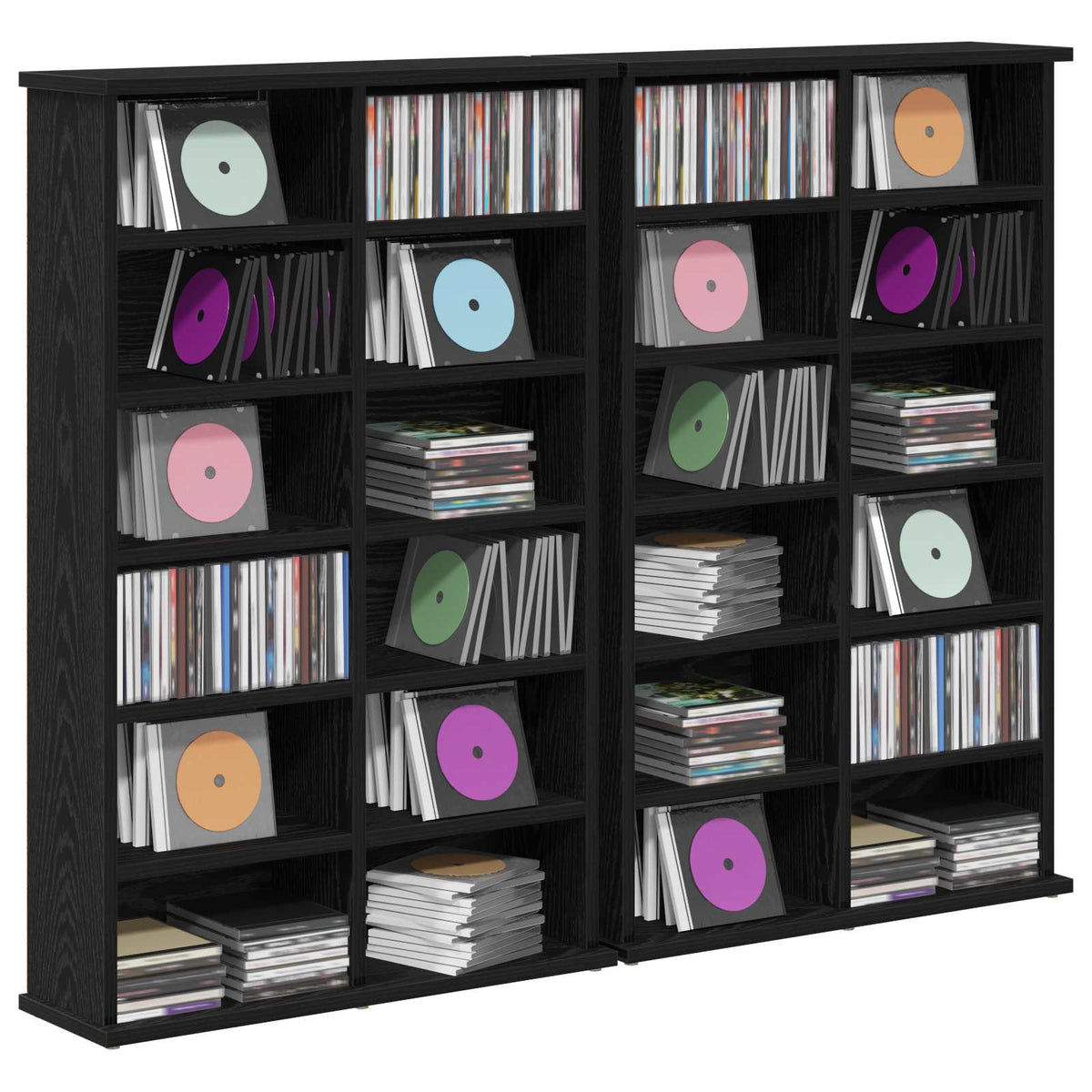 CD Cabinet 2 pcs Black Oak Engineered Wood, image 3