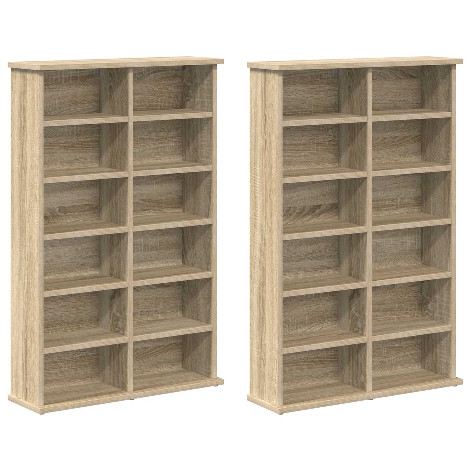 vidaXL CD Cabinet 2 pcs Sonoma Oak 60 x 17 x 92 cm Engineered Wood 5