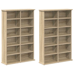 vidaXL CD Cabinet 2 pcs Sonoma Oak 60 x 17 x 92 cm Engineered Wood 5