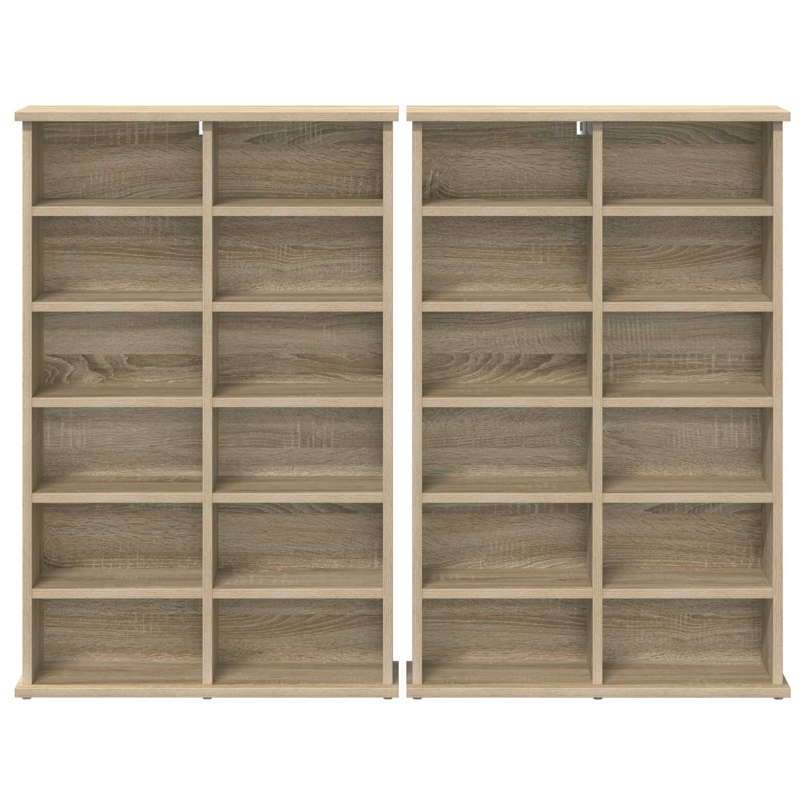 vidaXL CD Cabinet 2 pcs Sonoma Oak 60 x 17 x 92 cm Engineered Wood 6
