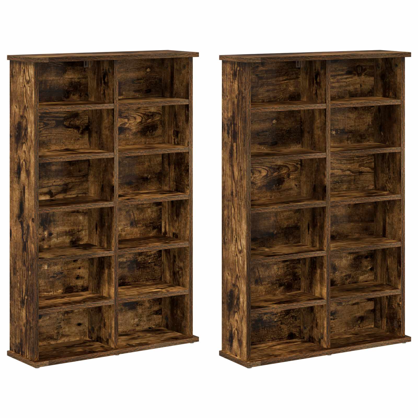 vidaXL CD Cabinet 2 pcs Smoked Oak 60 x 17 x 92 cm Engineered Wood 5