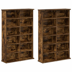 vidaXL CD Cabinet 2 pcs Smoked Oak 60 x 17 x 92 cm Engineered Wood 5