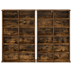 vidaXL CD Cabinet 2 pcs Smoked Oak 60 x 17 x 92 cm Engineered Wood 6
