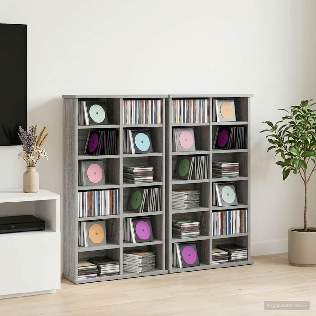 CD Cabinet 2 pcs Grey Sonoma Engineered Wood