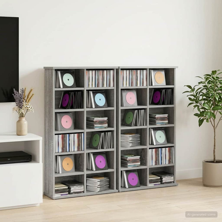 CD Cabinet 2 pcs Grey Sonoma Engineered Wood