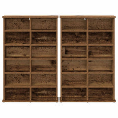 vidaXL CD Cabinet 2 pcs Old Wood 60 x 17 x 92 cm Engineered Wood 6