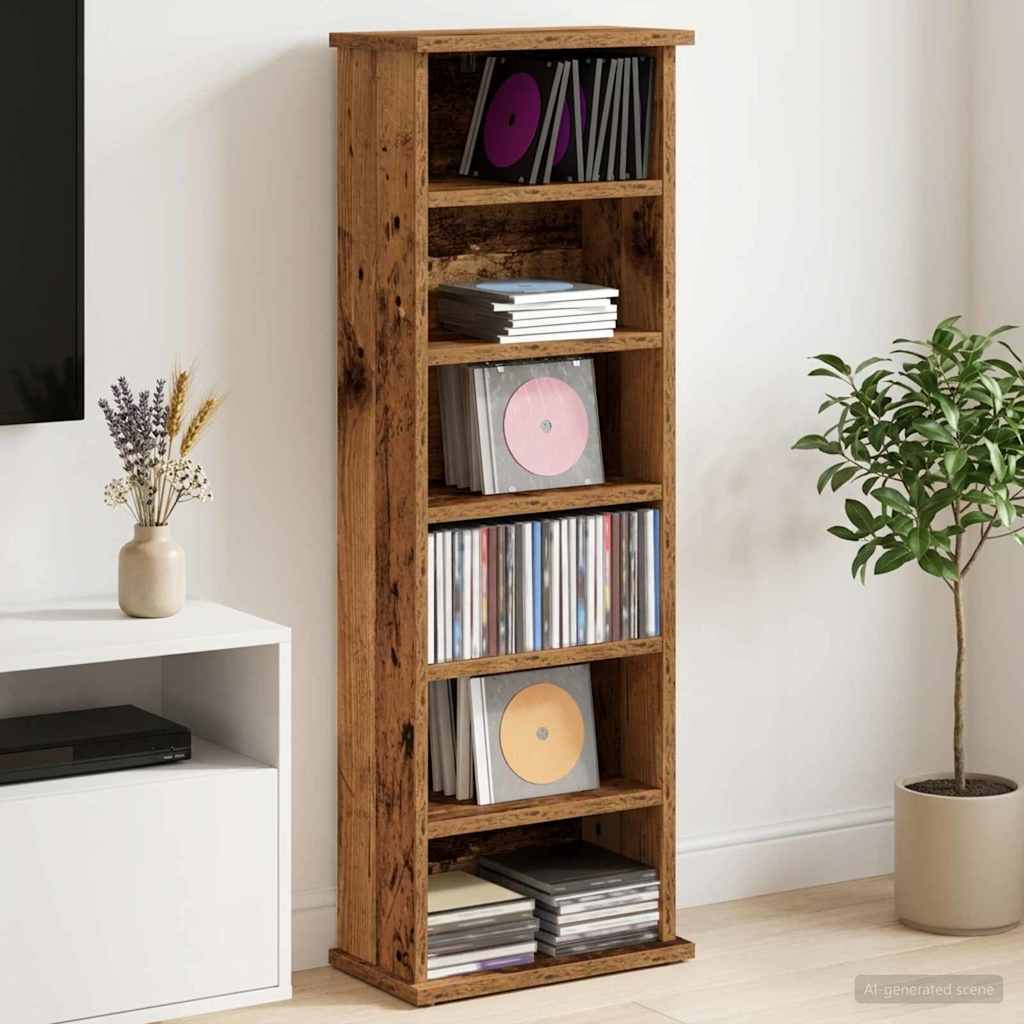 vidaXL CD Cabinet Old Wood 32 x 17 x 92 cm Engineered Wood 1
