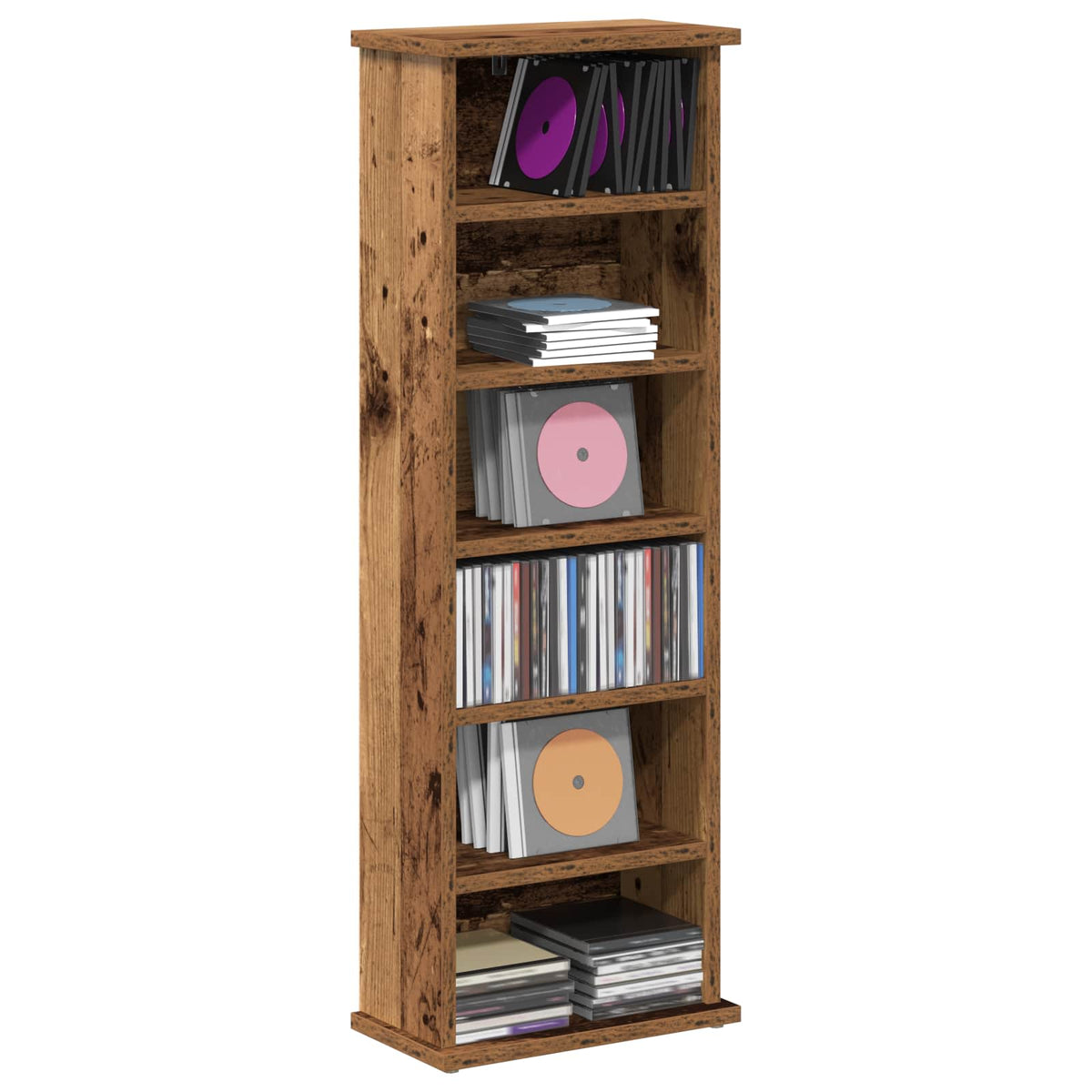 vidaXL CD Cabinet Old Wood 32 x 17 x 92 cm Engineered Wood 3