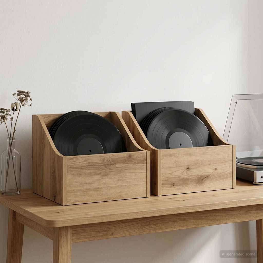 LP Record Box Engineered Wood 2 Depth 33 cm Artisan oak
