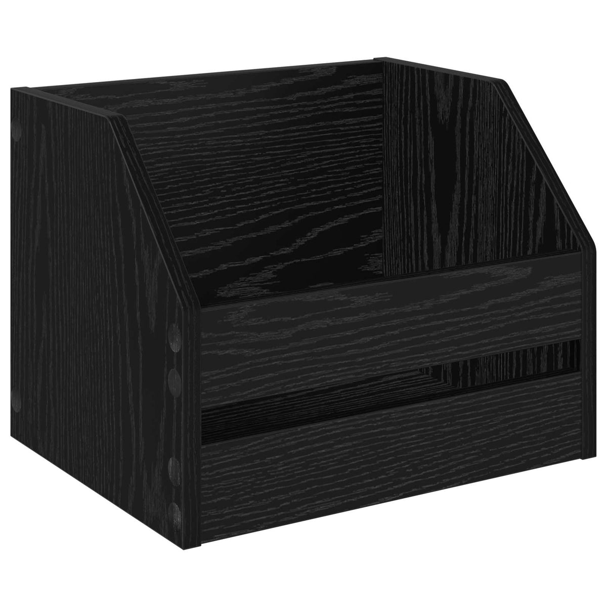 vidaXL Vinyl Album Box 2 pcs Black Oak 38 x 30 x 29 cm Engineered Wood 4