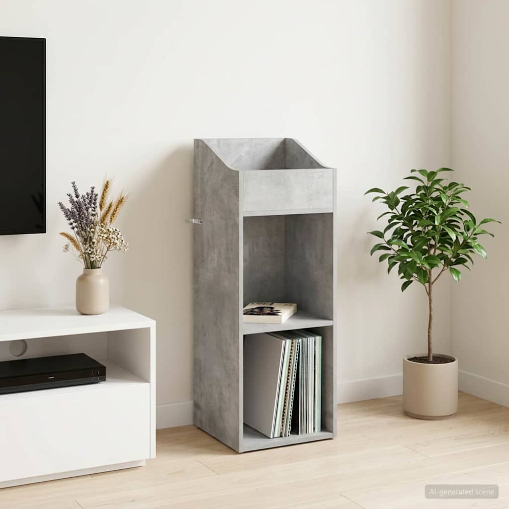 Record Cabinet 36 x 36 x 95.5 cm Engineered Wood Concrete grey