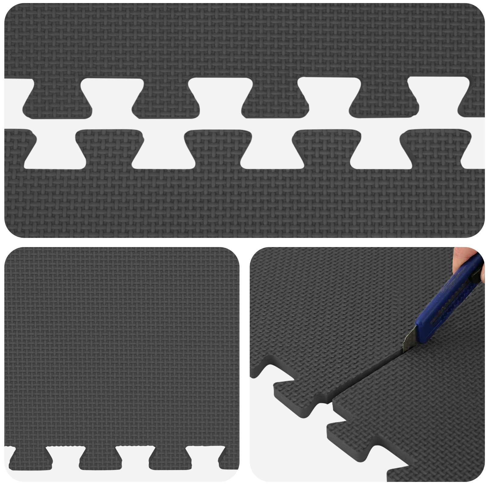 vidaXL Pool Ground Mat 16 pcs Ø 235 cm Round EVA Foam Black 6