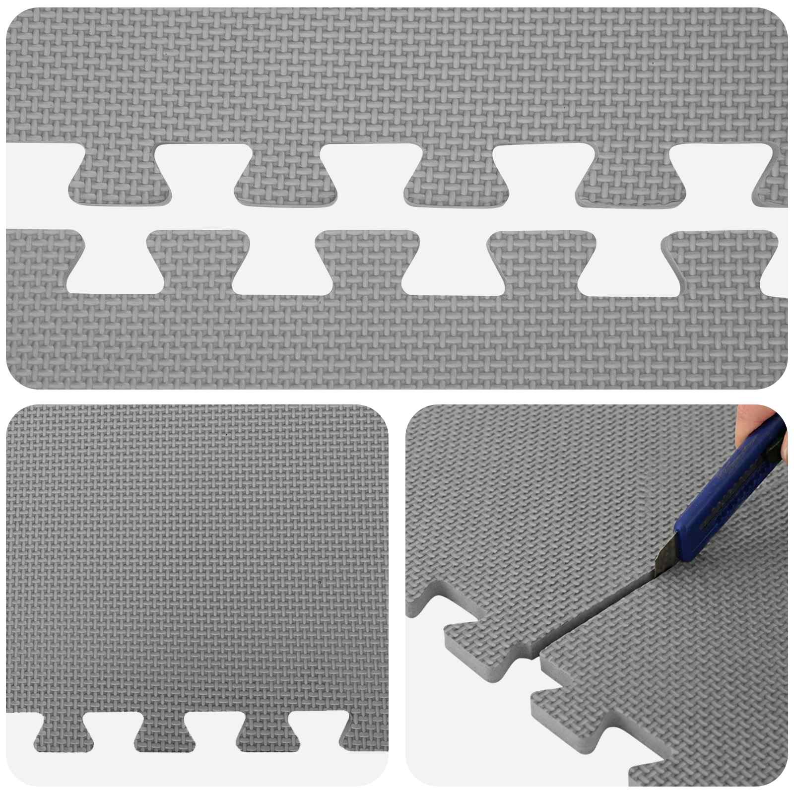 vidaXL Pool Ground Mat 16 pcs Ø 235 cm Round EVA Foam Grey 6