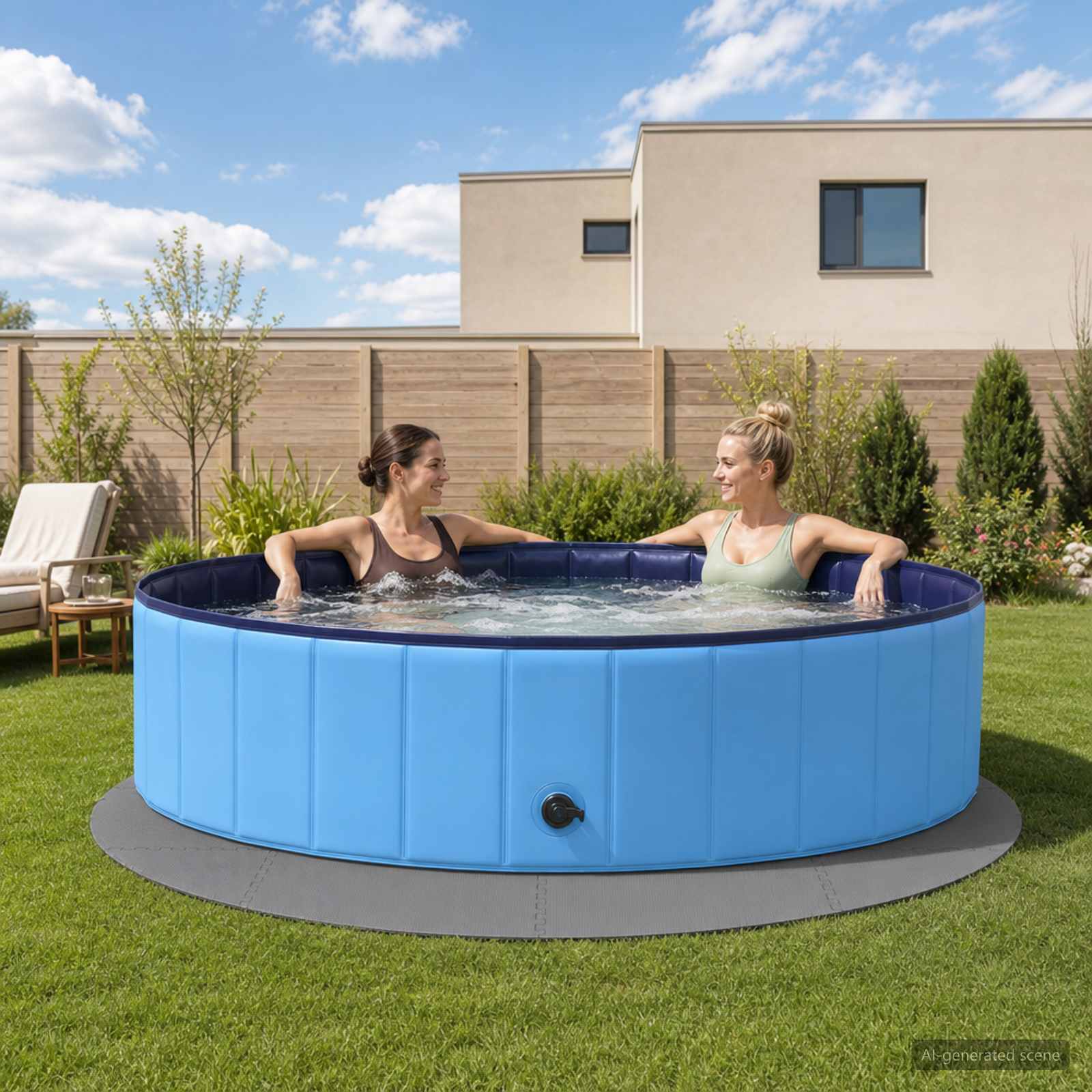 vidaXL Pool Ground Mat 16 pcs Ø 235 cm Round EVA Foam Grey 1