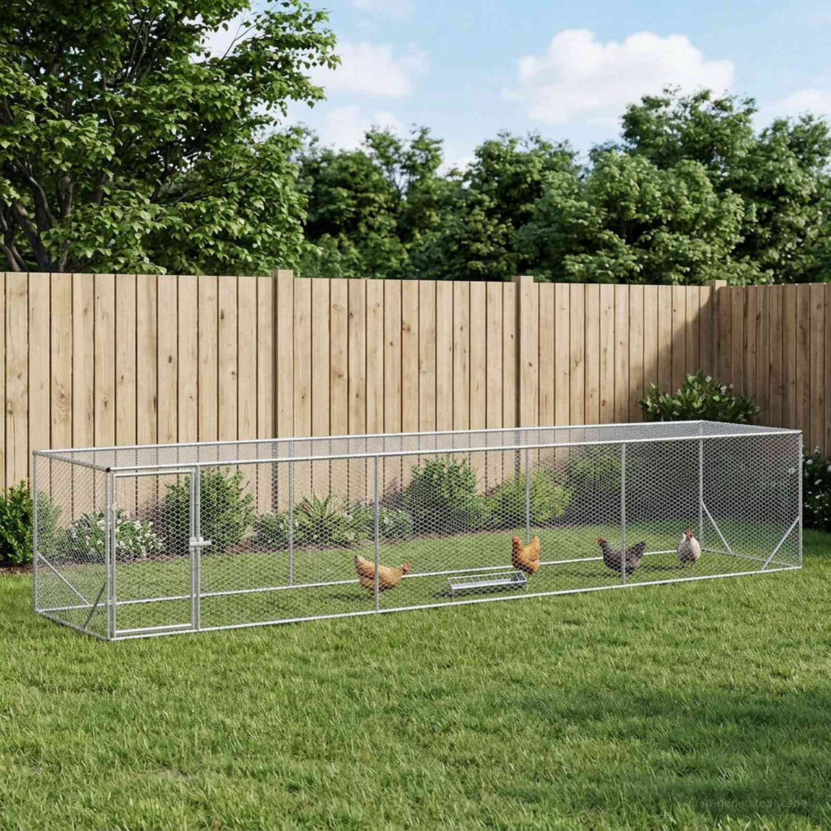 vidaXL Chicken Yard Silver 500 x 100 x 100 cm Galvanised Steel 1