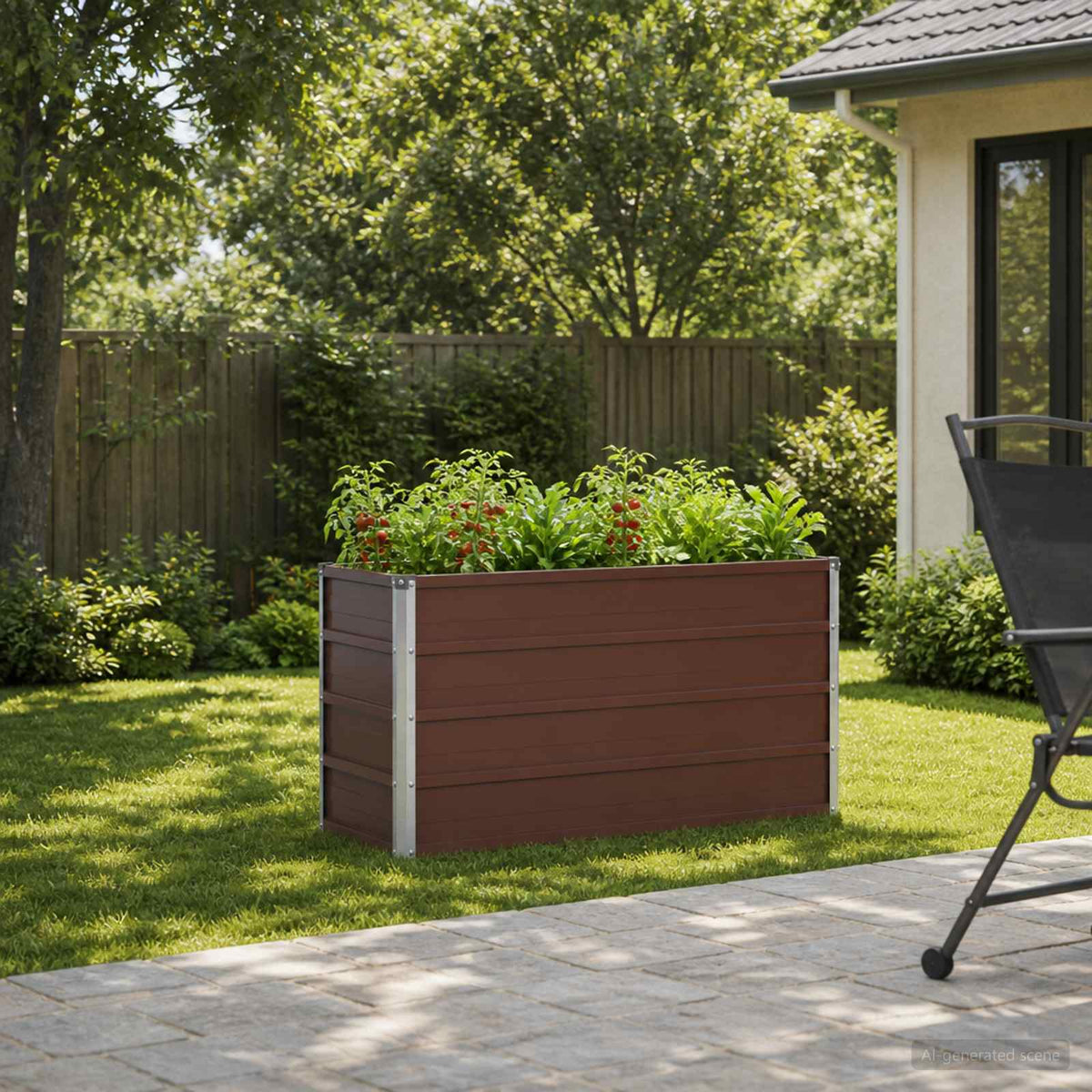 vidaXL Raised Garden Bed Brown 100 x 40 x 55 cm Galvanised Steel 1