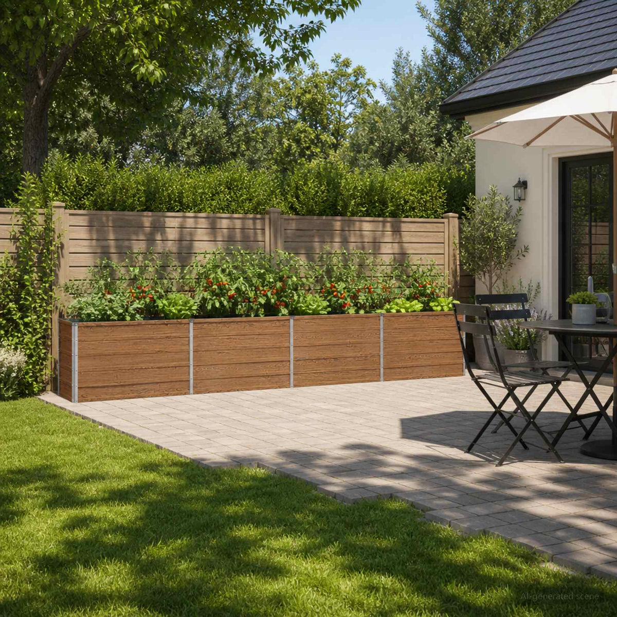 Raised Garden Bed 321 x 40 x 55 cm Galvanised Steel Wood Brown