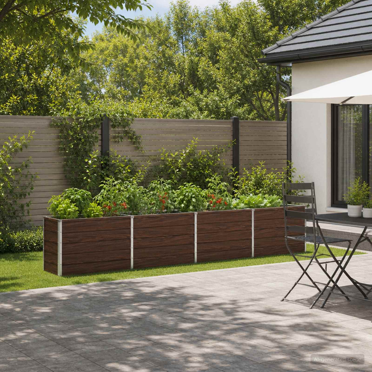 Raised Garden Bed 321 x 40 x 55 cm Galvanised Steel Black Walnut