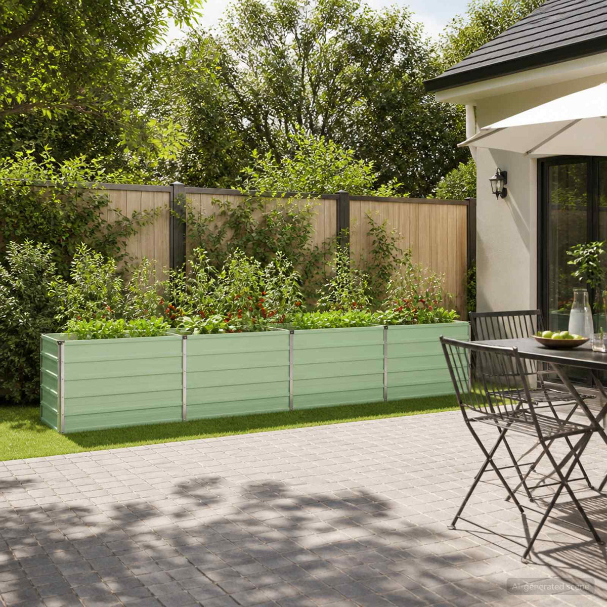 Raised Garden Bed 321 x 40 x 55 cm Galvanised Steel Pastel Green
